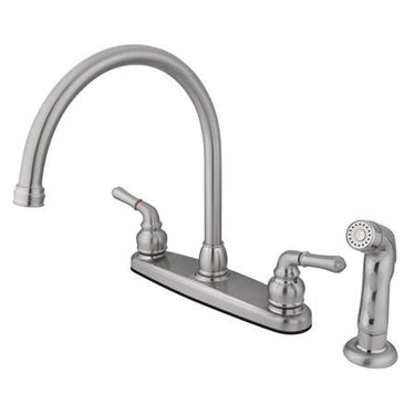 Kingston Brass Magellan Centerset Kitchen Faucet with Matching Sprayer, Satin Nickel Kitchen Faucet Kingston Brass